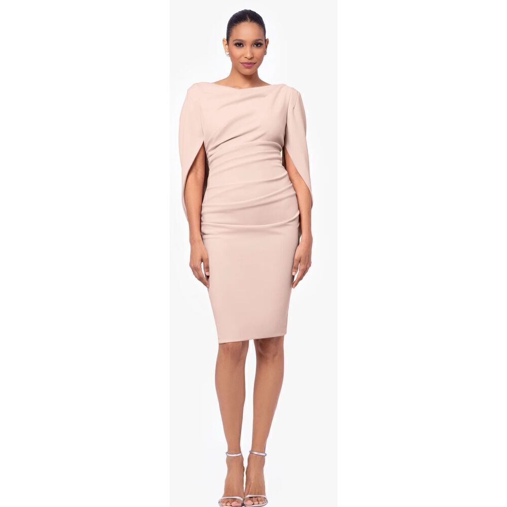 Betsy & Adam JORDAN" SHORT SCUBA CREPE DRAPED BACK DRESS in Blush NWT Size 14